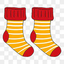 a pair of orange socks with white stripes and red ends